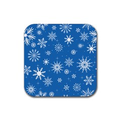 Winter Time And Snow Chaos Rubber Square Coaster (4 Pack)  by DinzDas