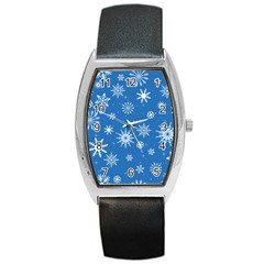 Winter Time And Snow Chaos Barrel Style Metal Watch by DinzDas