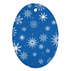 Winter Time And Snow Chaos Oval Ornament (two Sides) by DinzDas