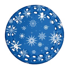 Winter Time And Snow Chaos Round Filigree Ornament (two Sides) by DinzDas