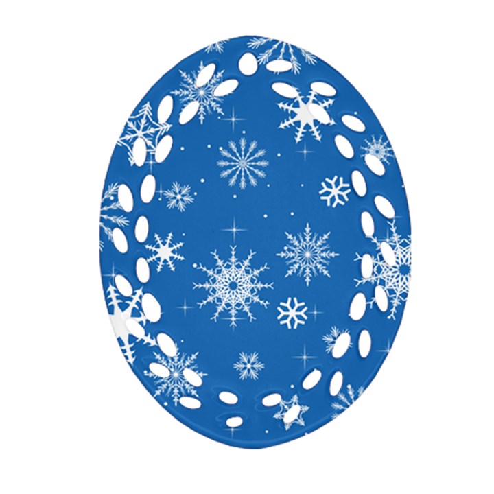 Winter Time And Snow Chaos Ornament (Oval Filigree)