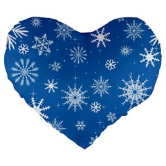 Winter Time And Snow Chaos Large 19  Premium Heart Shape Cushions by DinzDas