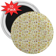 Abstract Flowers And Circle 3  Magnets (10 Pack)  by DinzDas