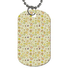 Abstract Flowers And Circle Dog Tag (one Side) by DinzDas