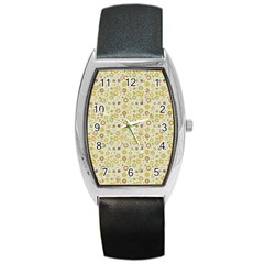 Abstract Flowers And Circle Barrel Style Metal Watch by DinzDas