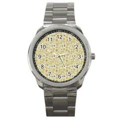 Abstract Flowers And Circle Sport Metal Watch by DinzDas