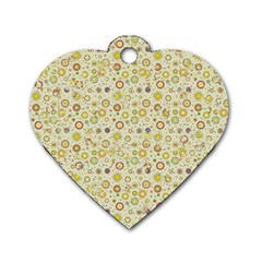 Abstract Flowers And Circle Dog Tag Heart (two Sides) by DinzDas