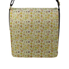 Abstract Flowers And Circle Flap Closure Messenger Bag (l) by DinzDas