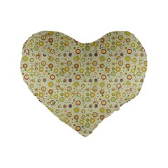 Abstract Flowers And Circle Standard 16  Premium Flano Heart Shape Cushions