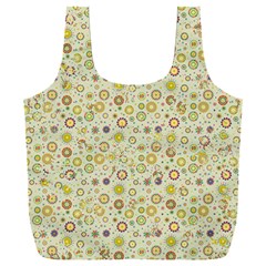 Abstract Flowers And Circle Full Print Recycle Bag (xxl) by DinzDas