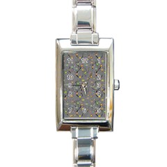 Abstract Flowers And Circle Rectangle Italian Charm Watch by DinzDas