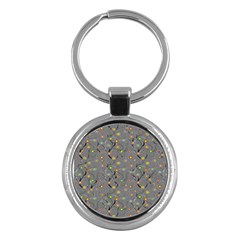 Abstract Flowers And Circle Key Chain (round) by DinzDas