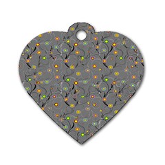 Abstract Flowers And Circle Dog Tag Heart (Two Sides)