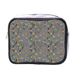 Abstract Flowers And Circle Mini Toiletries Bag (one Side) by DinzDas