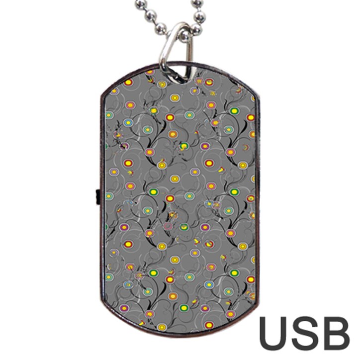 Abstract Flowers And Circle Dog Tag USB Flash (Two Sides)