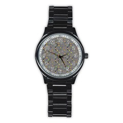 Abstract Flowers And Circle Stainless Steel Round Watch by DinzDas