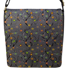 Abstract Flowers And Circle Flap Closure Messenger Bag (s) by DinzDas