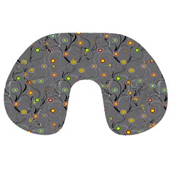 Abstract Flowers And Circle Travel Neck Pillow by DinzDas