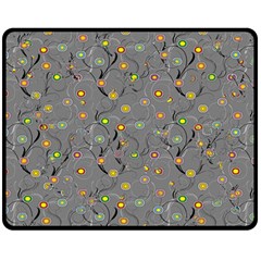 Abstract Flowers And Circle Double Sided Fleece Blanket (medium)  by DinzDas