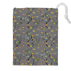 Abstract Flowers And Circle Drawstring Pouch (5xl) by DinzDas