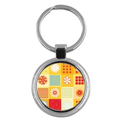 Abstract Flowers And Circle Key Chain (round) by DinzDas