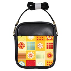 Abstract Flowers And Circle Girls Sling Bag by DinzDas