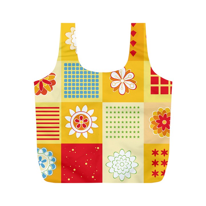 Abstract Flowers And Circle Full Print Recycle Bag (M)