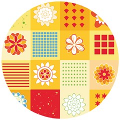 Abstract Flowers And Circle Wooden Puzzle Round by DinzDas