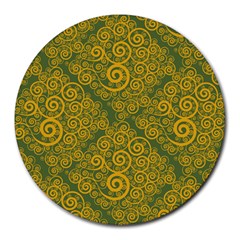 Abstract Flowers And Circle Round Mousepads by DinzDas