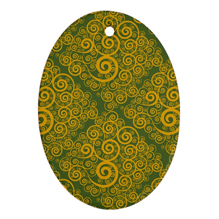 Abstract Flowers And Circle Oval Ornament (Two Sides)