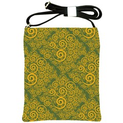 Abstract Flowers And Circle Shoulder Sling Bag by DinzDas