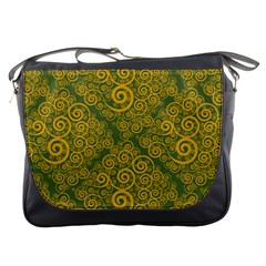 Abstract Flowers And Circle Messenger Bag by DinzDas