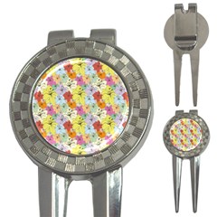 Abstract Flowers And Circle 3-in-1 Golf Divots