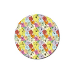 Abstract Flowers And Circle Magnet 3  (round) by DinzDas