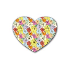 Abstract Flowers And Circle Rubber Coaster (heart)  by DinzDas