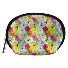 Abstract Flowers And Circle Accessory Pouch (medium) by DinzDas