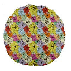 Abstract Flowers And Circle Large 18  Premium Flano Round Cushions by DinzDas