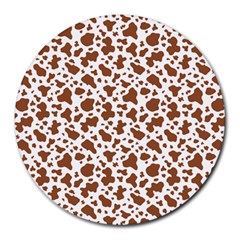 Animal Skin - Brown Cows Are Funny And Brown And White Round Mousepads by DinzDas