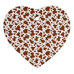 Animal Skin - Brown Cows Are Funny And Brown And White Ornament (heart) by DinzDas