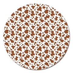 Animal Skin - Brown Cows Are Funny And Brown And White Magnet 5  (round) by DinzDas