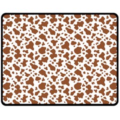 Animal Skin - Brown Cows Are Funny And Brown And White Double Sided Fleece Blanket (medium)  by DinzDas