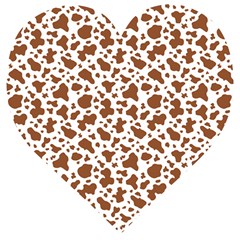 Animal Skin - Brown Cows Are Funny And Brown And White Wooden Puzzle Heart by DinzDas