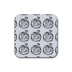 Monster Party - Hot Sexy Monster Demon With Ugly Little Monsters Rubber Square Coaster (4 Pack)  by DinzDas