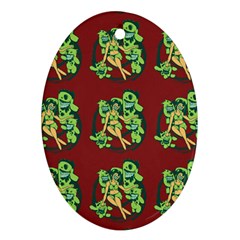 Monster Party - Hot Sexy Monster Demon With Ugly Little Monsters Ornament (oval) by DinzDas