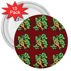 Monster Party - Hot Sexy Monster Demon With Ugly Little Monsters 3  Buttons (10 Pack)  by DinzDas