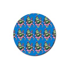 Monster And Cute Monsters Fight With Snake And Cyclops Rubber Coaster (round)  by DinzDas