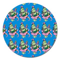 Monster And Cute Monsters Fight With Snake And Cyclops Magnet 5  (round) by DinzDas