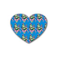 Monster And Cute Monsters Fight With Snake And Cyclops Rubber Coaster (heart)  by DinzDas