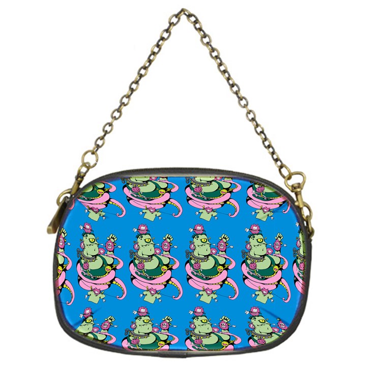 Monster And Cute Monsters Fight With Snake And Cyclops Chain Purse (One Side)