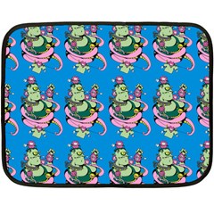 Monster And Cute Monsters Fight With Snake And Cyclops Double Sided Fleece Blanket (mini)  by DinzDas